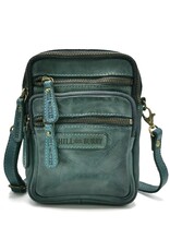 Hillburry Leren schoudertassen Leren crossbody tassen - Hillburry Leren Schoudertas met Ritsvakjes Petrol