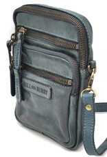 Hillburry Leren schoudertassen Leren crossbody tassen - Hillburry Leren Schoudertas met Ritsvakjes Petrol