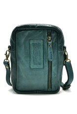 Hillburry Leather shoulderbags Leather crossbody bags - Hillburry Leather Shoulder Bag with Zip Pockets Petrol
