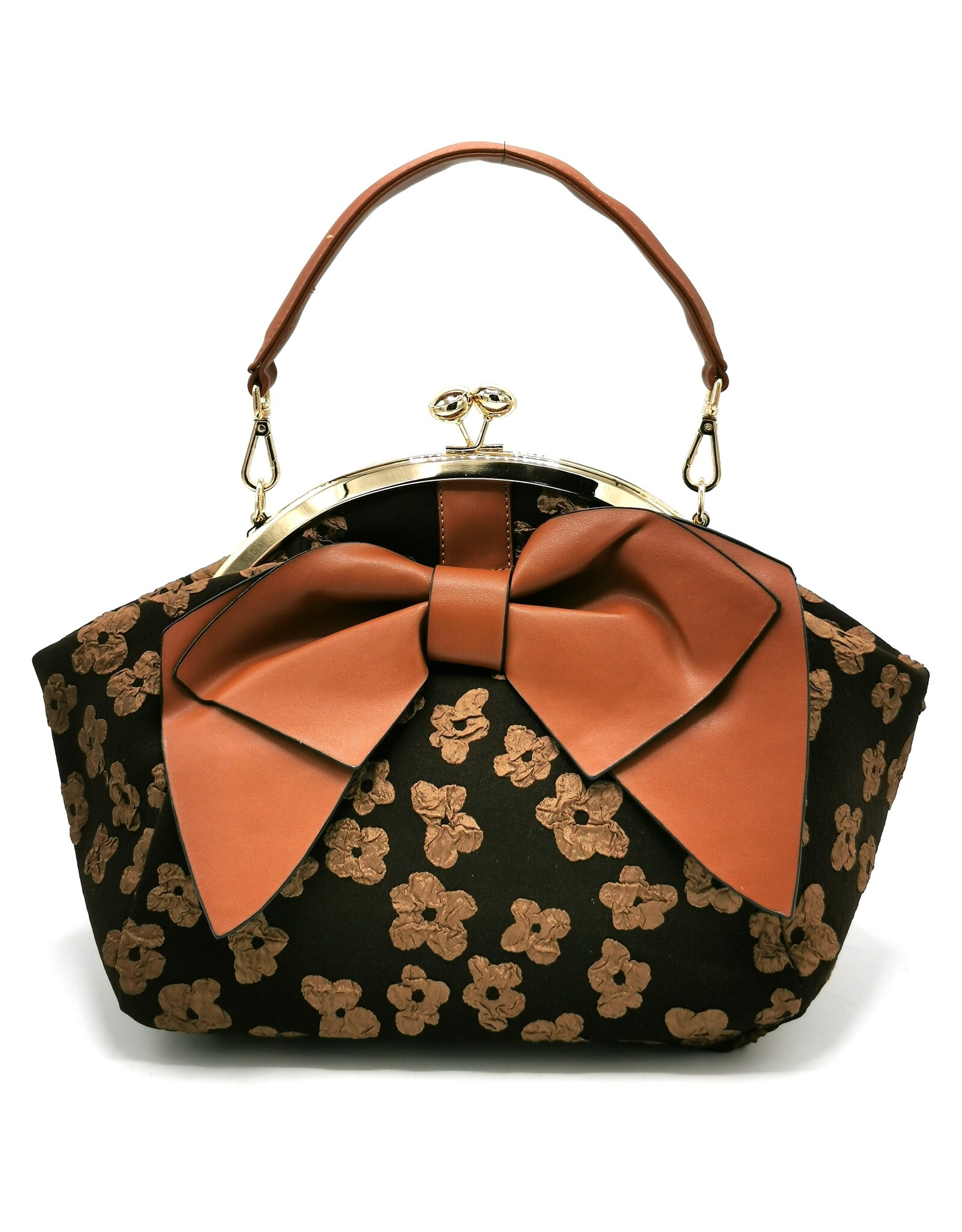 Rachel Vintage bags Retro bags - Handbag with Bow Victorian Style brown