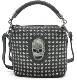 Dark Desire Gothic Shoulder Bag with Metal Skull and Studs