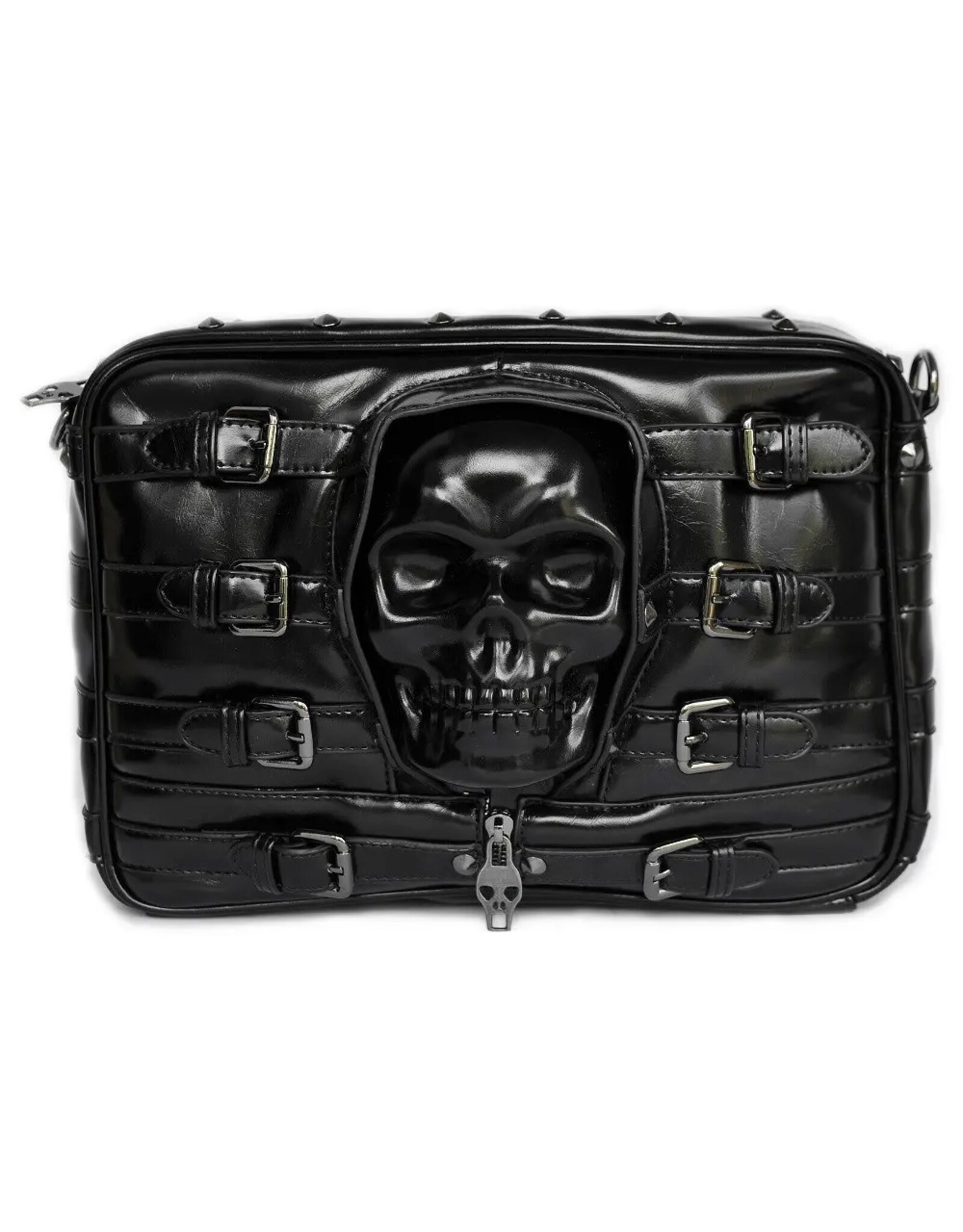 Dark Desire Gothic tassen Steampunk tassen -  Gothic schoudertas met 3D Schedel en gespen