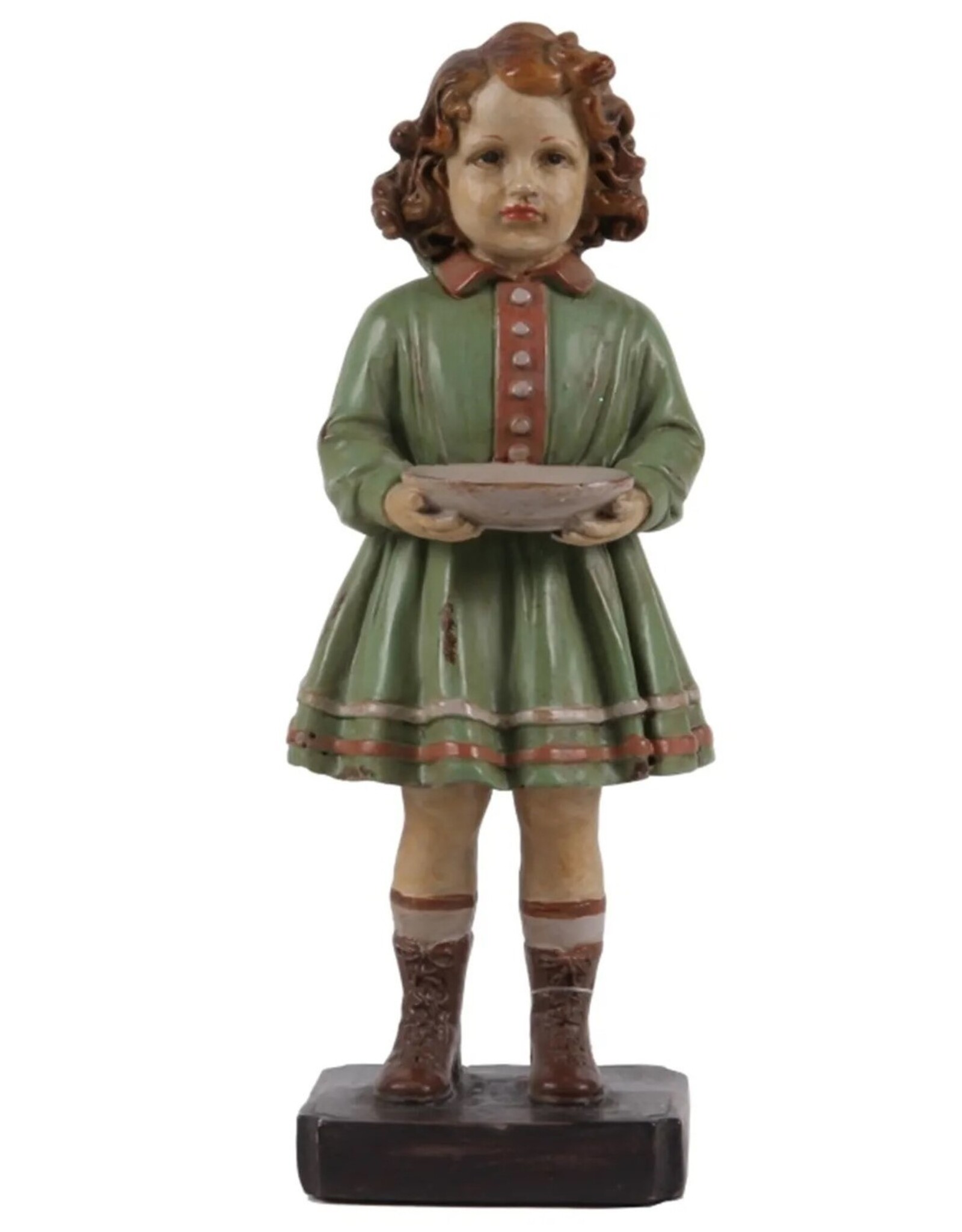 C&E Giftware Beelden Collectables - Brocante Beeldje Meisje met Schaal  21cm