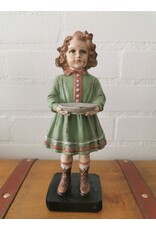 C&E Giftware Beelden Collectables - Brocante Beeldje Meisje met Schaal  21cm