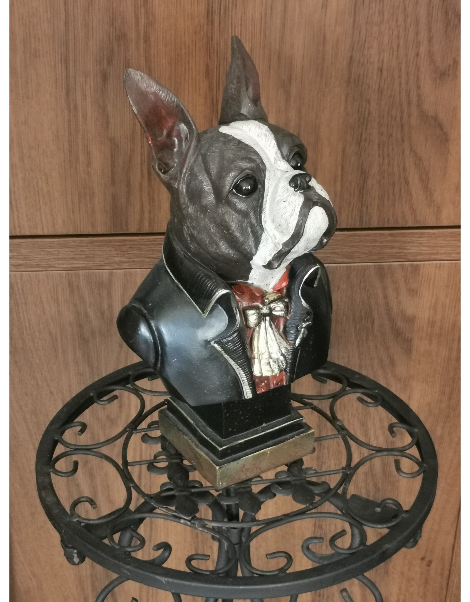 DS Giftware Beelden Collectables - Franse Buldog Buste Barokstijl 27cm zwart