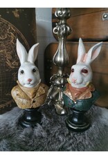 DS Giftware & Lifestyle - Rabbit the Gentlemen Bust green-brown jacket 19cm