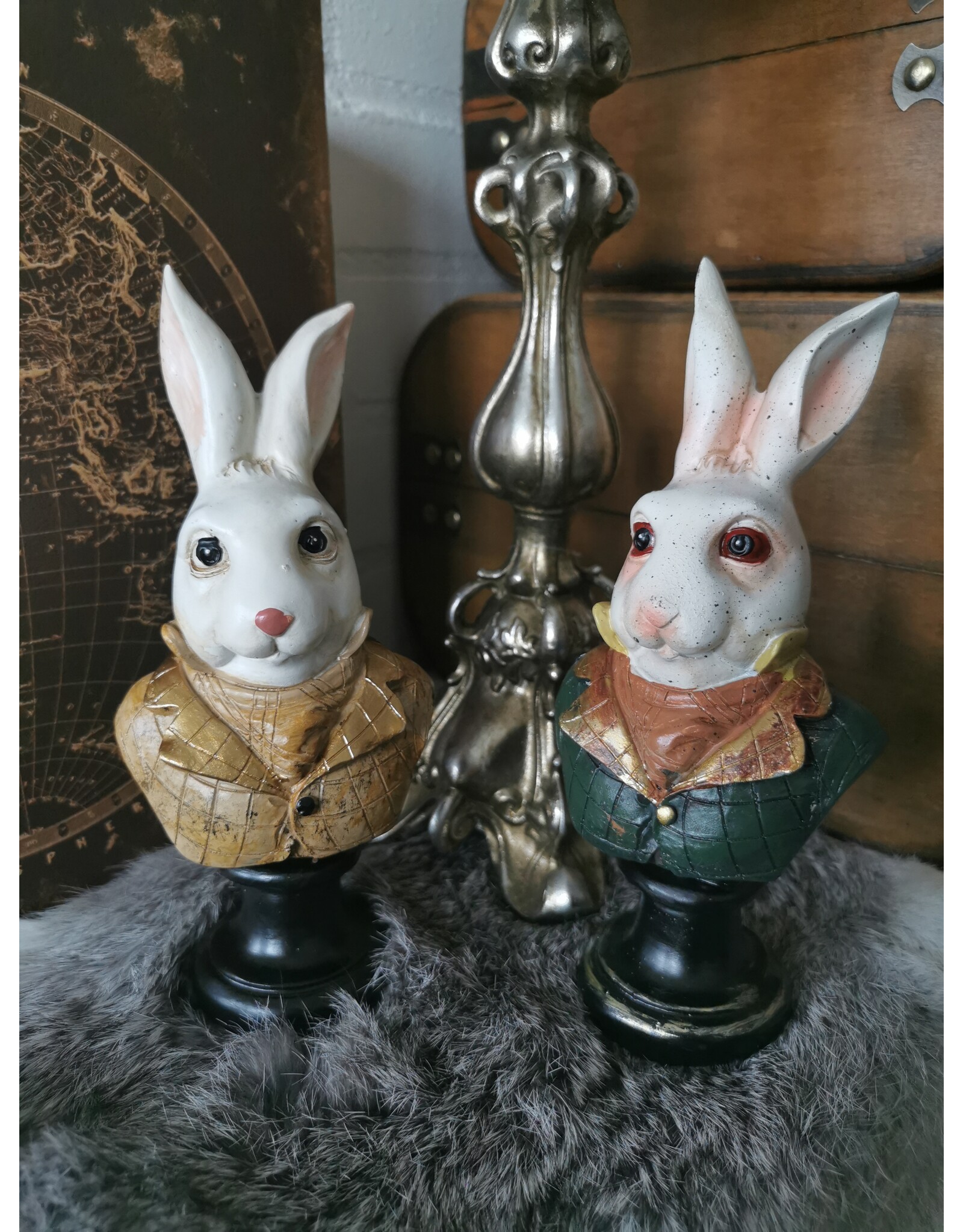 DS Giftware & Lifestyle - Rabbit the Gentlemen Bust green-brown jacket 19cm