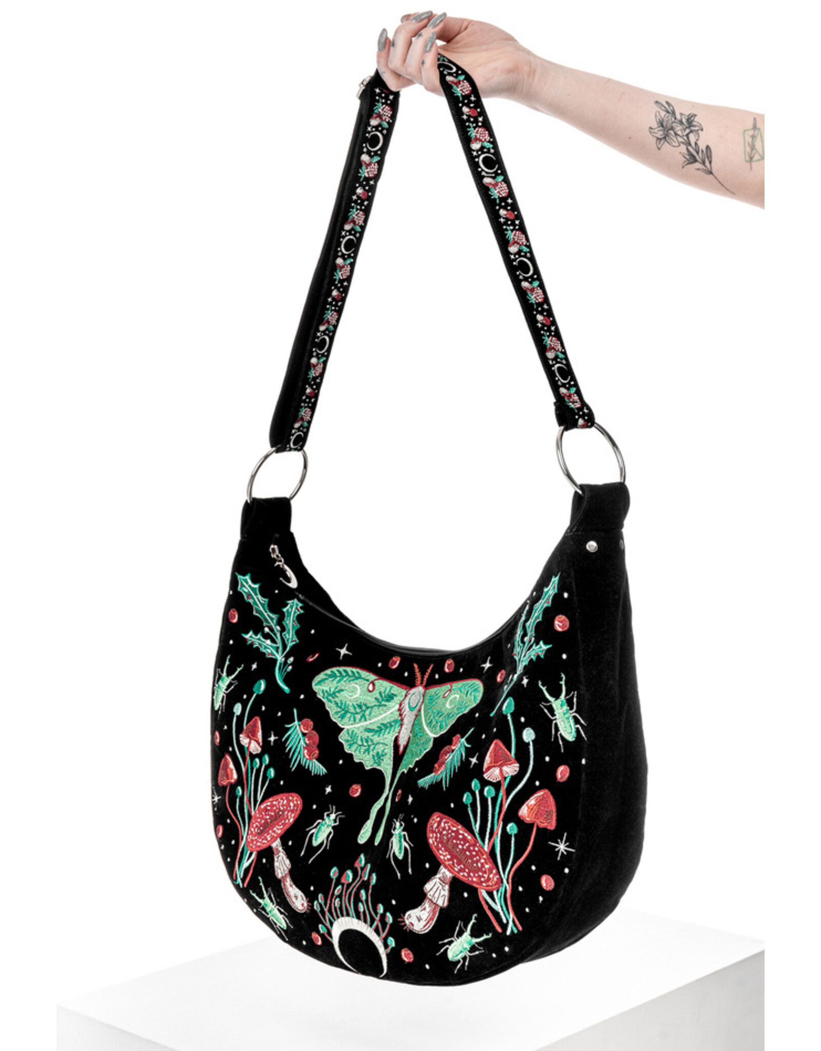 Restyle Fantasy bags and wallets - Autumnal Equinox Restyle  Hobo Bag with Magical Embroidery