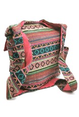 Trukado Fashion bags - Hobo bag Woven Fabric with Ethnic Pattern Rose