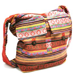 Trukado Hobo bag Woven Fabric with Ethnic Pattern  Orange