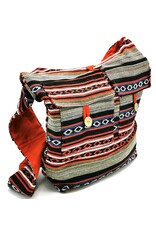 Trukado Fashion bags - Hobo bag Woven Fabric with Ethnic Pattern  Grey-red