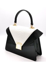 Tom & Eva Fashion bags - Tom & Eva Handbag Black-White with Lacquer and Croco Accents