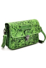 Hillburry Leather Shoulder bags  Leather crossbody bags - Hillburry Leather Shoulder Bag with Embossed Leaves green