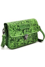 Hillburry Leather Shoulder bags  Leather crossbody bags - Hillburry Leather Shoulder Bag with Embossed Leaves green