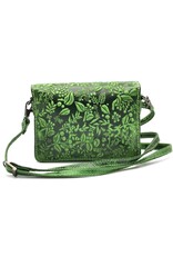 Hillburry Leather Shoulder bags  Leather crossbody bags - Hillburry Leather Shoulder Bag with Embossed Leaves green