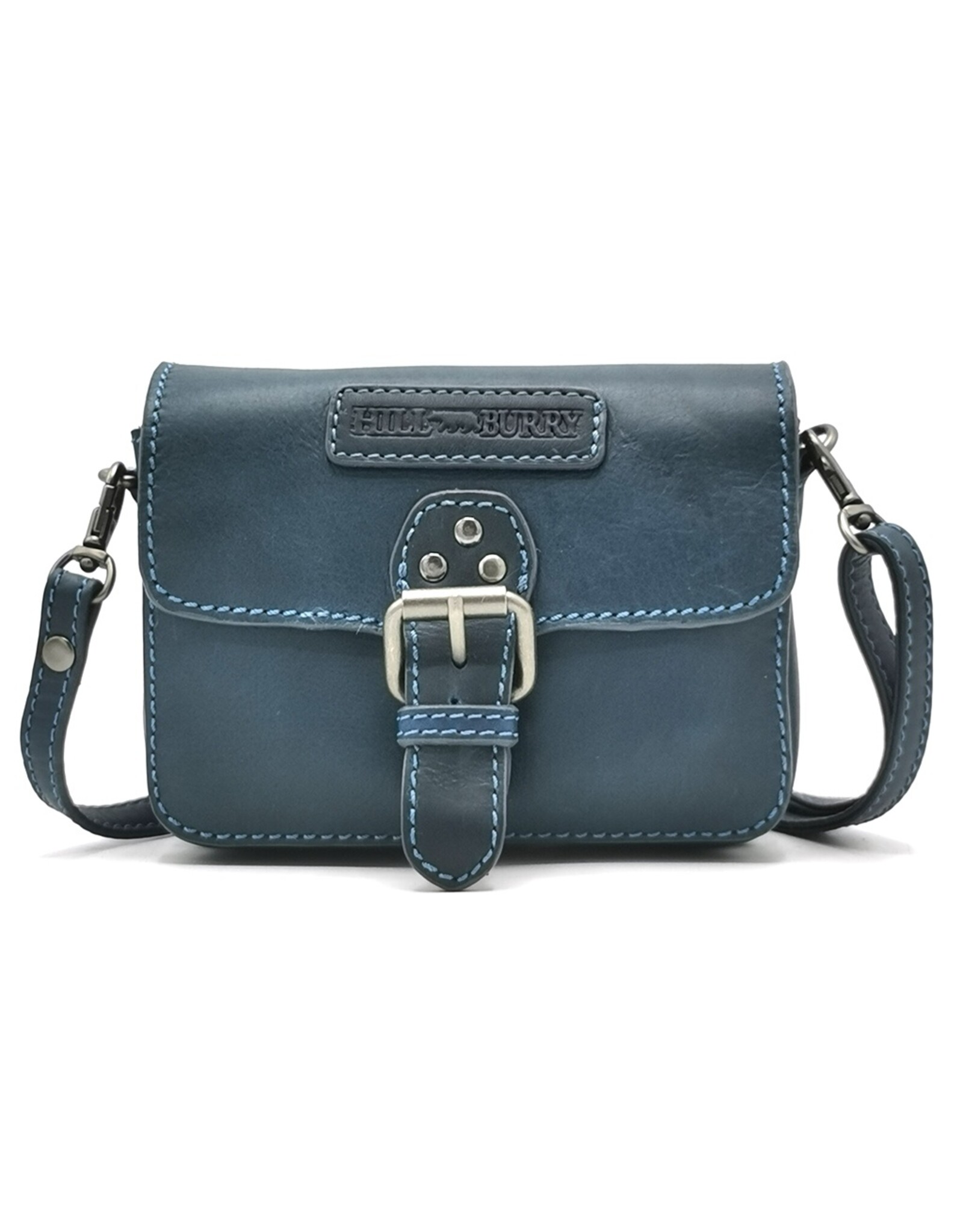 HillBurry Leather bags - HillBurry Leather Shoulder bag with buckle blue