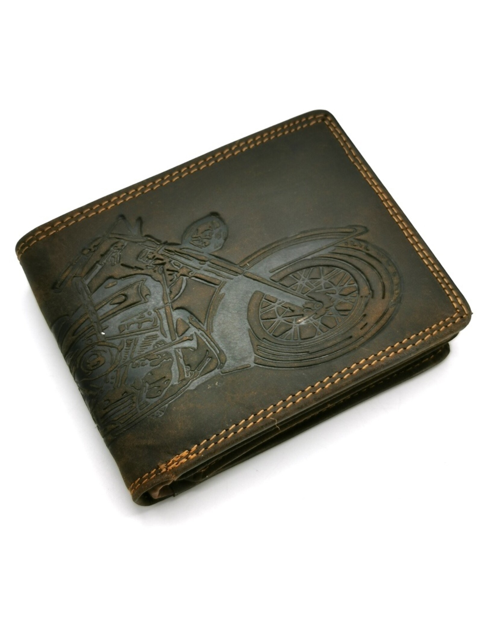 HillBurry Leather Wallets -  Hütmann Leather wallet with embossed motorbike  vintage