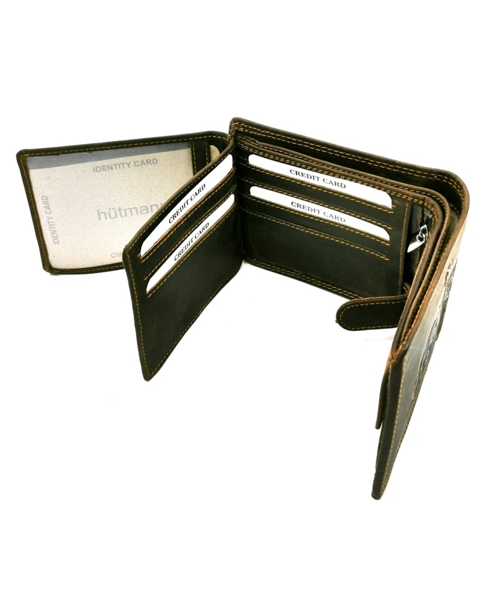 HillBurry Leather Wallets -  Hütmann Leather wallet with embossed motorbike  vintage