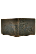 HillBurry Leren Portemonnees -   Hütmann Leren Portemonnee met reliëf Motor vintage