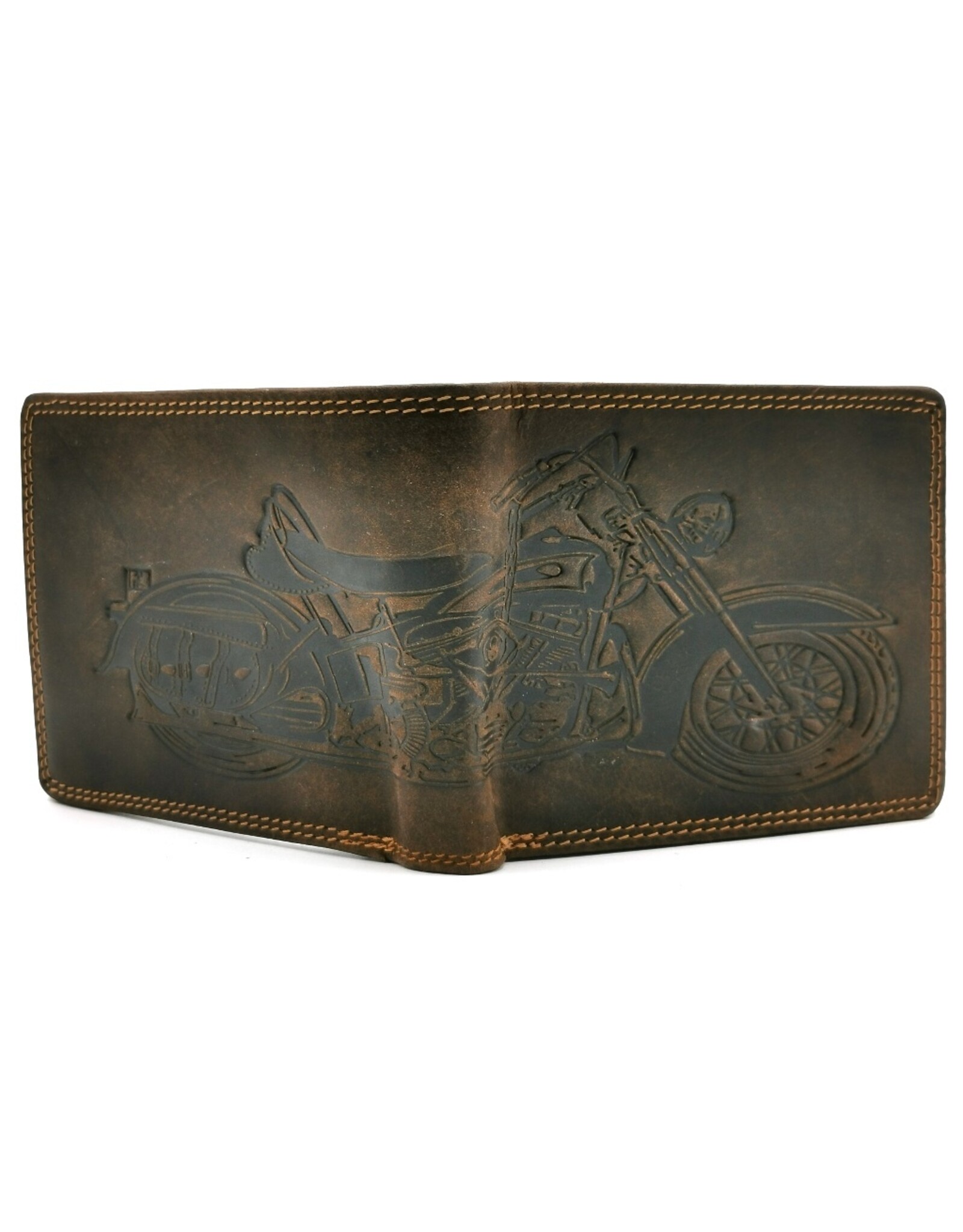 HillBurry Leather Wallets -  Hütmann Leather wallet with embossed motorbike  vintage