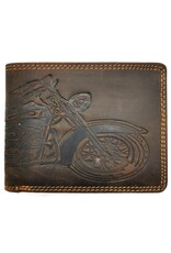HillBurry Leren Portemonnees -   Hütmann Leren Portemonnee met reliëf Motor vintage