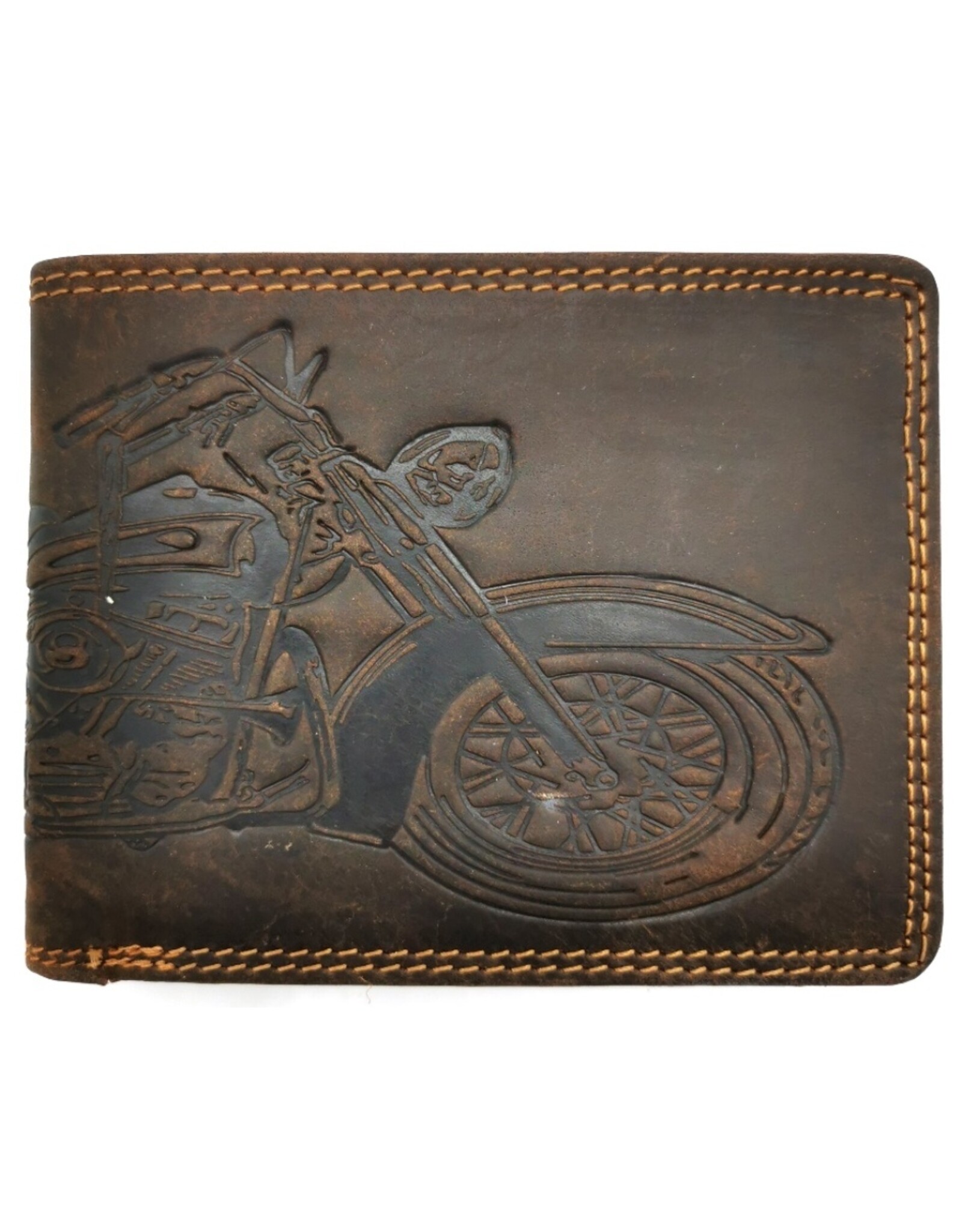 HillBurry Leren Portemonnees -   Hütmann Leren Portemonnee met reliëf Motor vintage