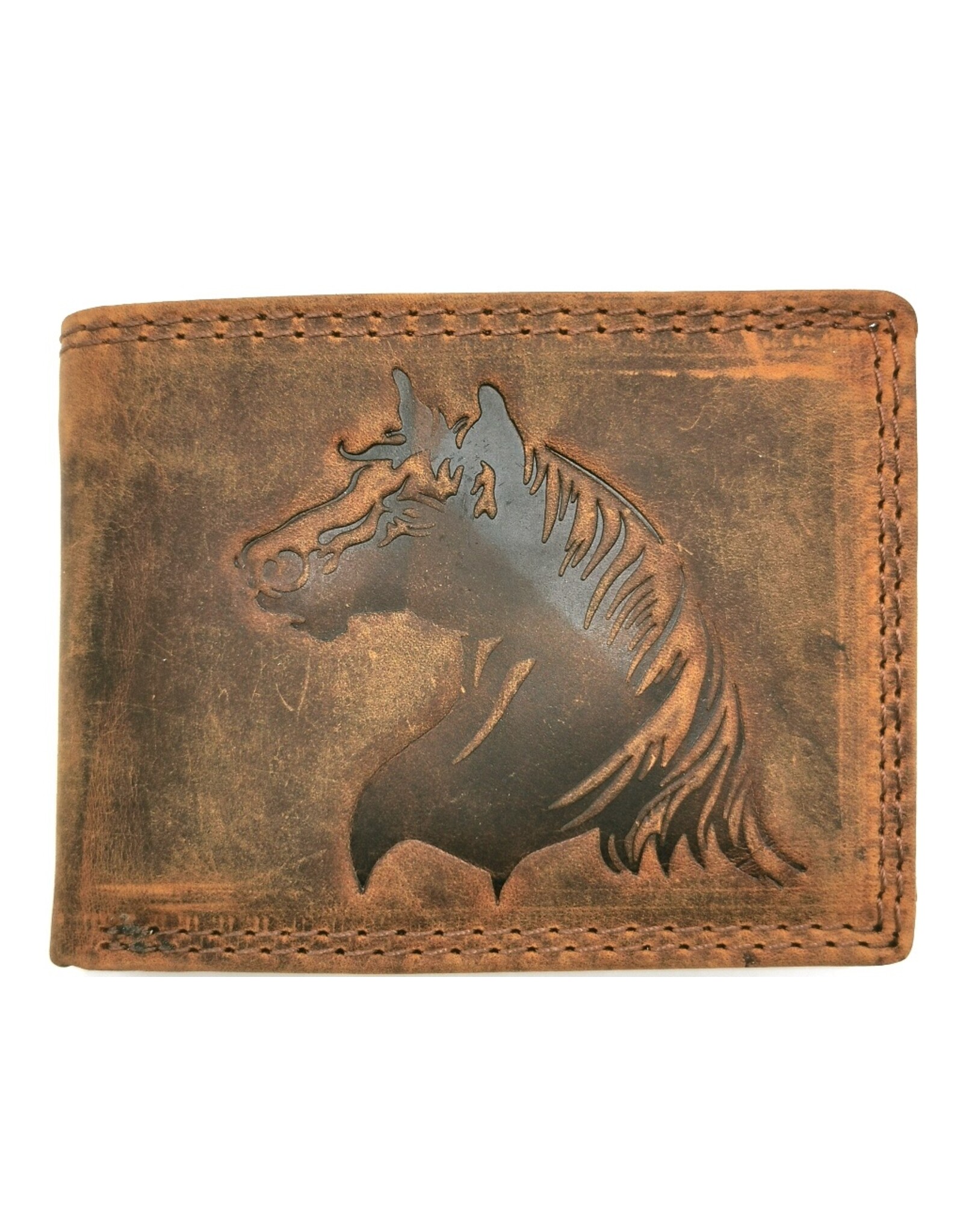 Leather Fox Leather Wallets - Leather wallet with Horse head (horizontal)