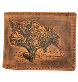 Leather Fox Leather wallet with Wild Boar