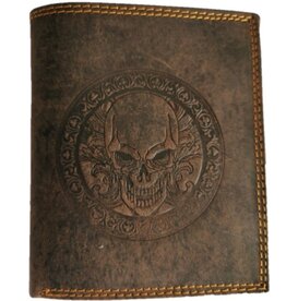 Leather Fox Leather Wallet with Skull