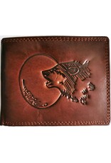 Leather Fox Leren Portemonnees - Leren Portemonnee met reliëf Wolf en Moon