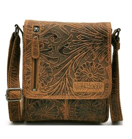 HillBurry Leather Shoulder Bag HillBurry with Floral pattern Natural