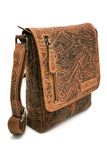 HillBurry Leather bags - Leather Shoulder Bag HillBurry with Floral pattern Natural