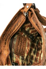 HillBurry Leather bags - Leather Shoulder Bag HillBurry with Floral pattern Natural