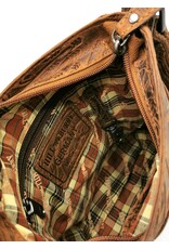 HillBurry Leren tassen - HillBurry Leren Schoudertas met Bloemenmotief Naturel