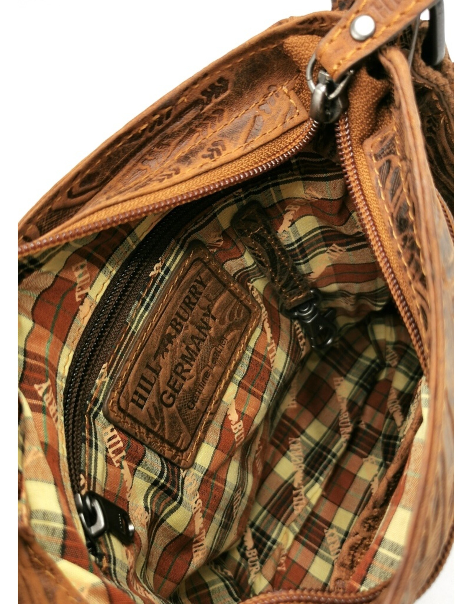 HillBurry Leather bags - Leather Shoulder Bag HillBurry with Floral pattern Natural