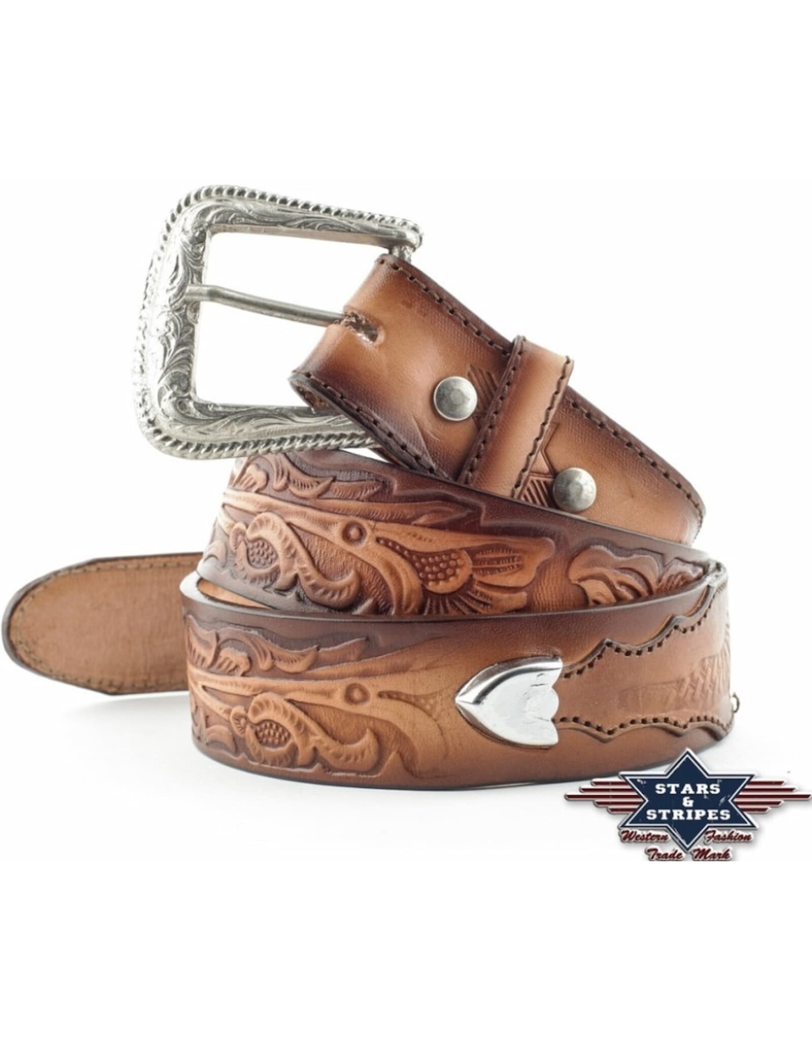 Stars&Stripes Leather belts and buckles - Western belt made of robust cowhide with exchangeable buckle