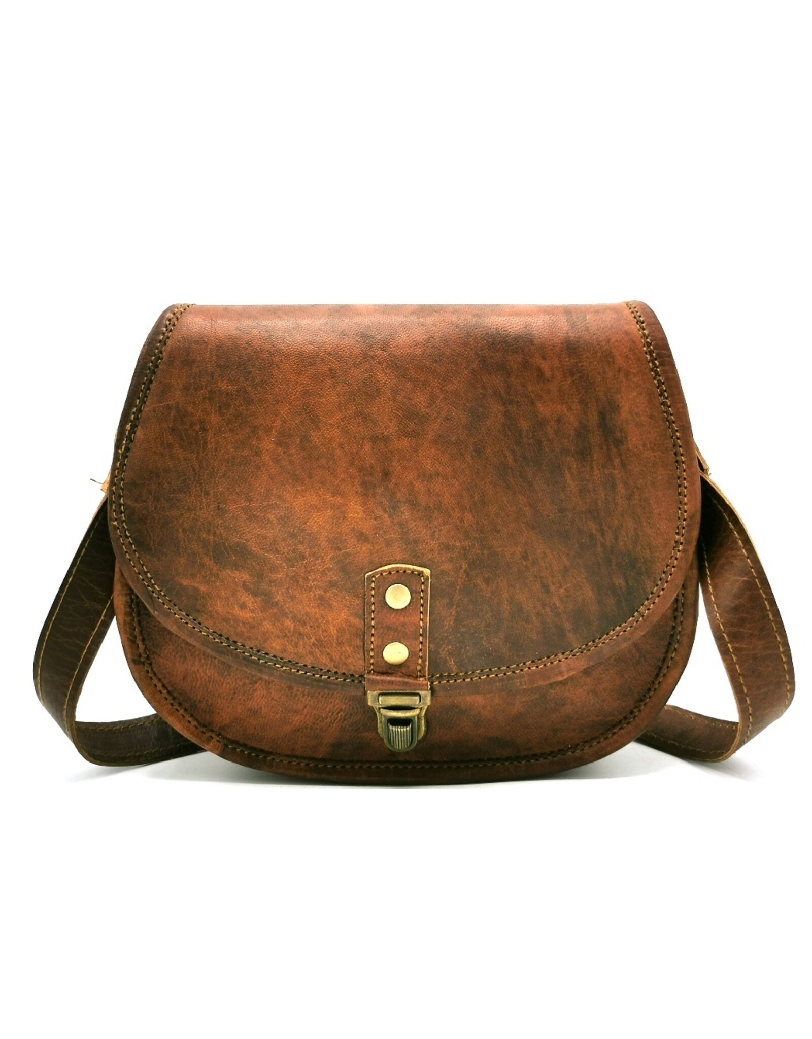 Trukado Leather Shoulder bags  Leather crossbody bags - Leather Saddle Bag with slide closure vintage leather