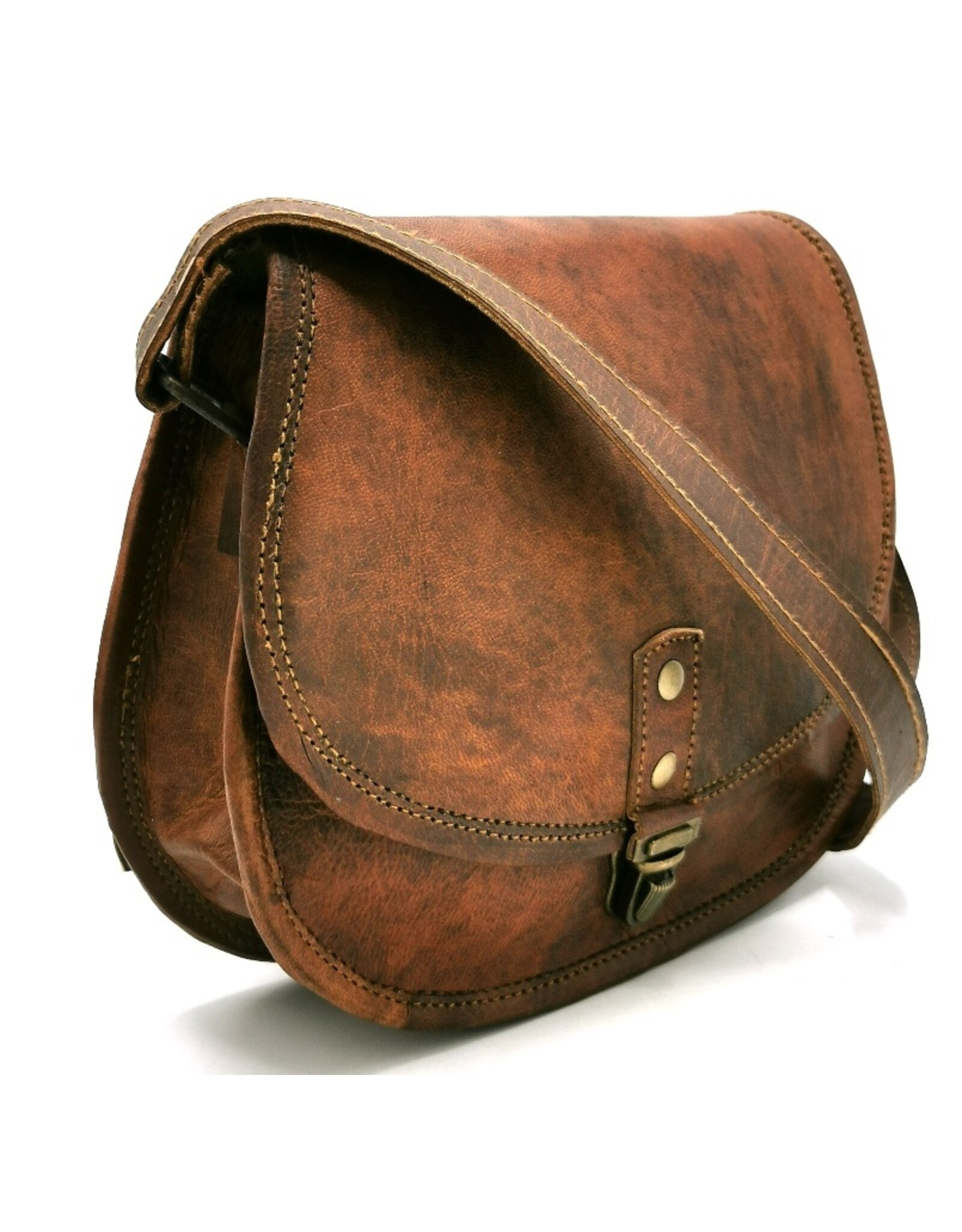 Trukado Leather Shoulder bags  Leather crossbody bags - Leather Saddle Bag with slide closure vintage leather