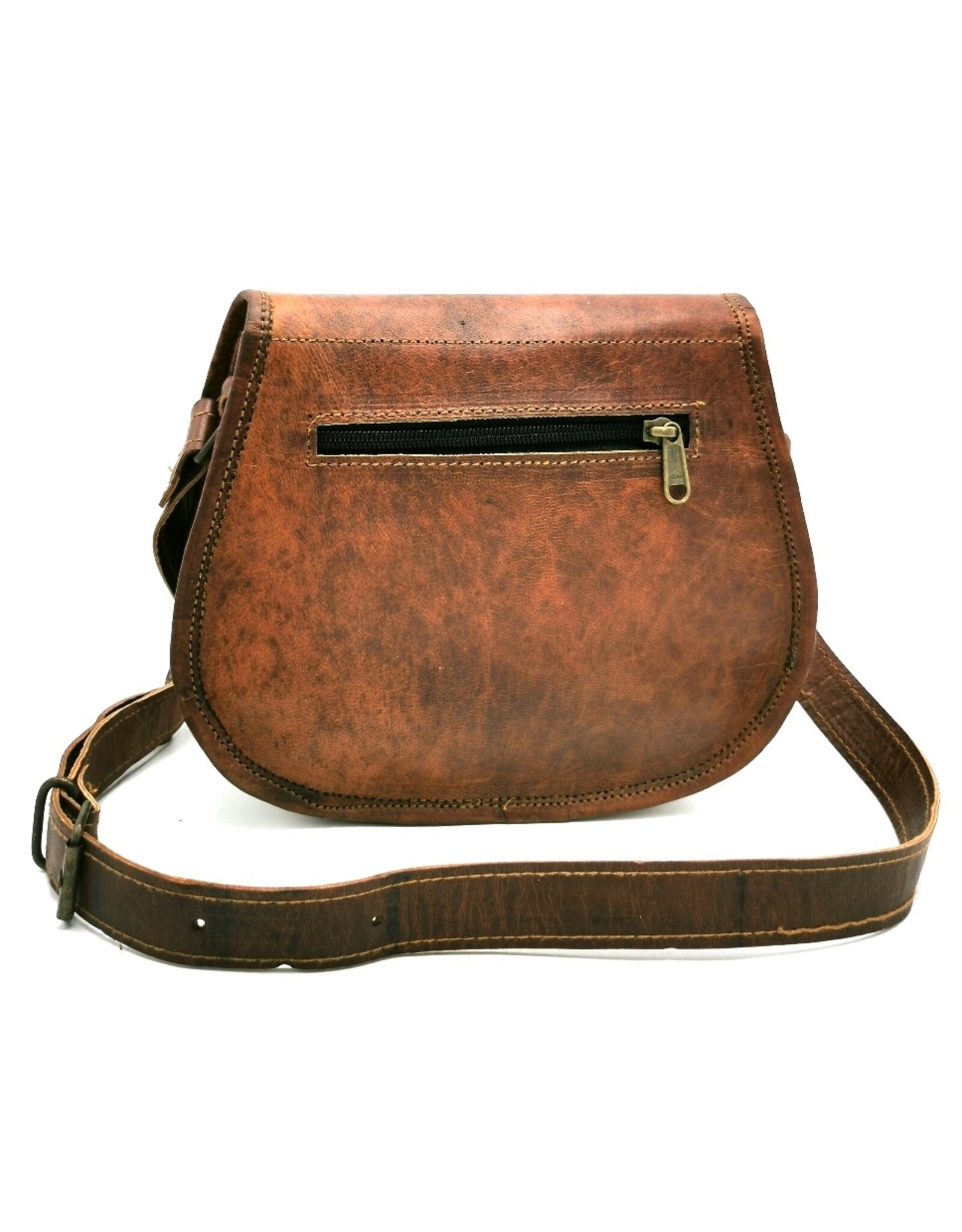 Trukado Leren Schoudertassen Leren crossbody tassen - Leren Zadeltas met schuifsluiting vintagelook