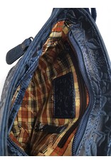 HillBurry Leather bags - HillBurry Shoulder Bag with Cover and Embossed Leaves blue