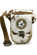 Trukado Leather Festival bags, waist bags and belt bags - Cowhide Hipbag with Shells and Vintage Hook Indian