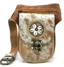 Trukado Cowhide Hipbag with Shells and Vintage Hook Indian