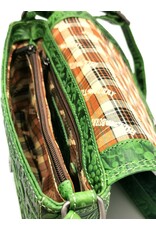 HillBurry Leather Festival bags, waist bags and belt bags - HillBurry Leather Shoulder Bag with Embossed Leaves green