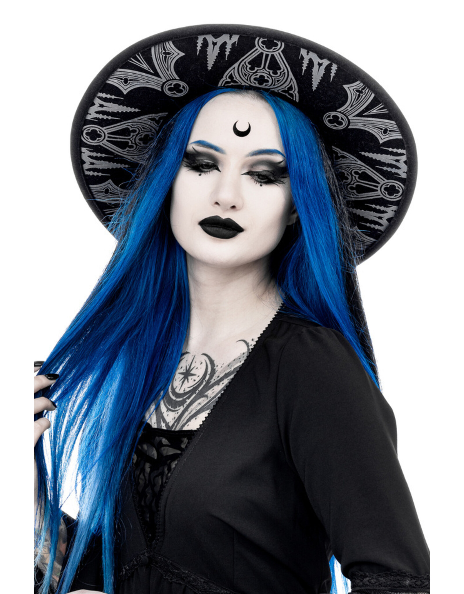 Restyle Gothic and Steampunk accessories - Gothic Chapel Hat   with wide brim Restyle
