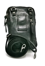 HillBurry Leren tassen- Hillburry Schoudertas-Riemtas-Telefoontas-zwart
