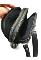 HillBurry Leren tassen- Hillburry Schoudertas-Riemtas-Telefoontas-zwart