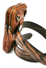 HillBurry Leren tassen - Hillburry Schoudertas-Reiemtas-Telefoontas-cognac