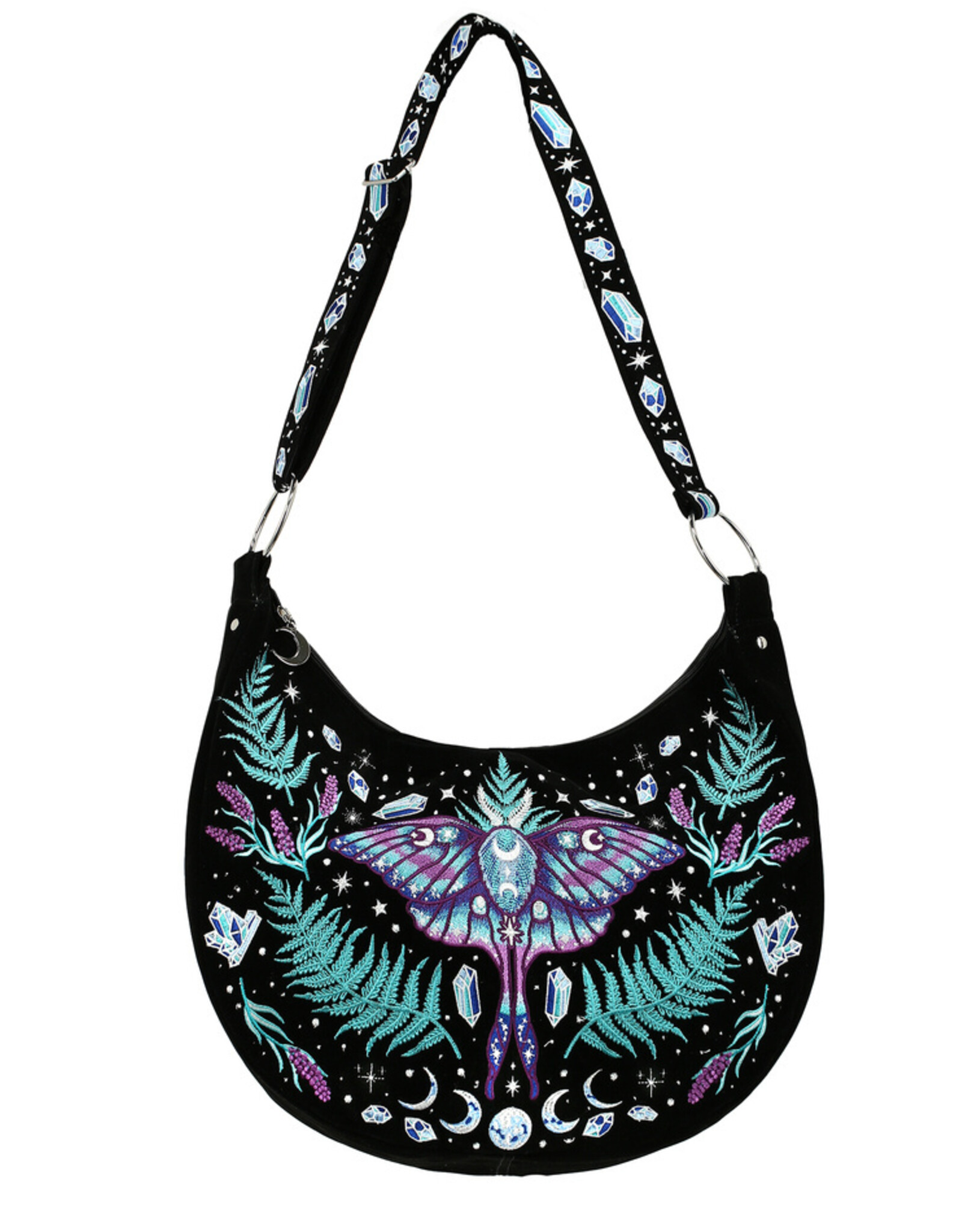 Restyle Fantasy bags and wallets - Enchanted Forest Hobo Bag with Magical Embroidery