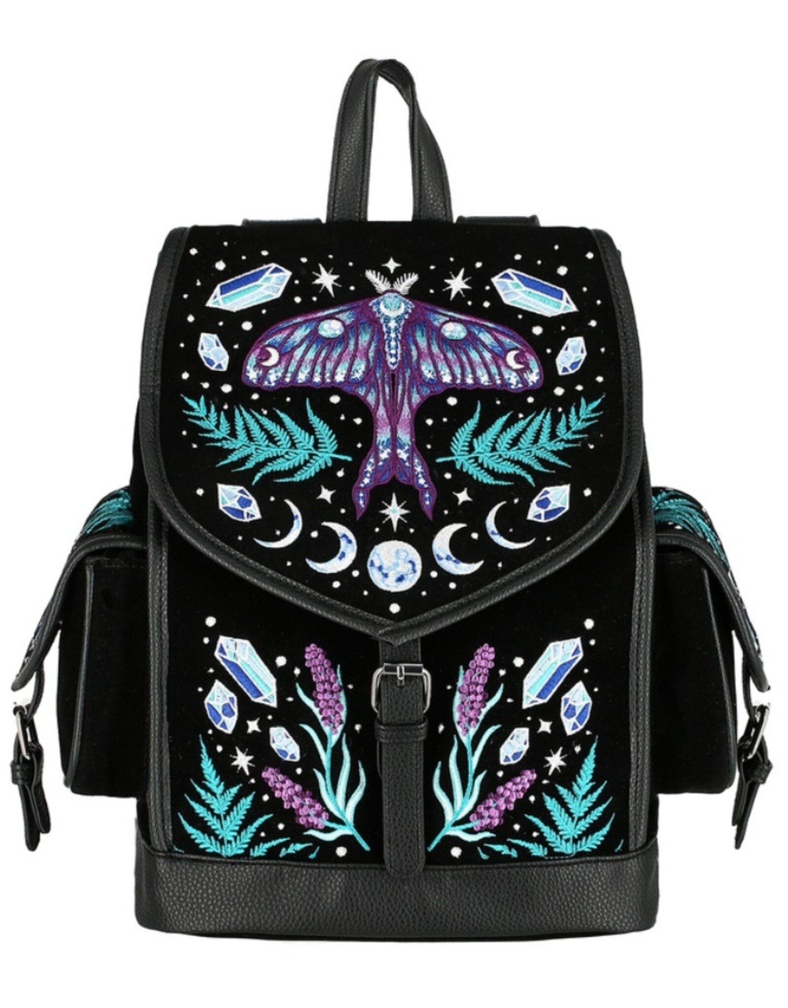 Restyle Fantasy bags and wallets - Enchanted Forest Backpack with Magical Moth Embroidery