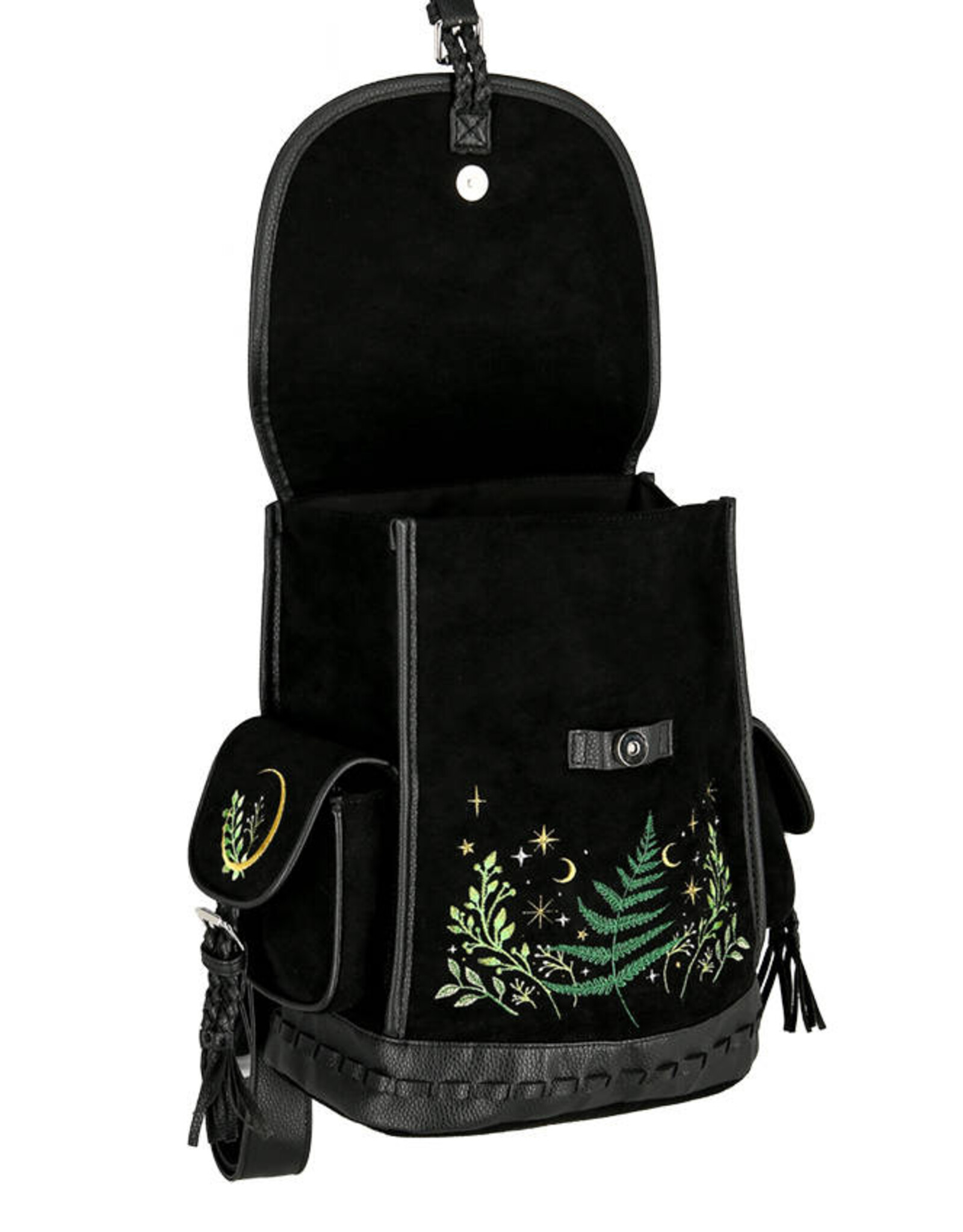 Restyle Fantasy bags and wallets - Herbal Backpack with Fern and Crescent Embroidery